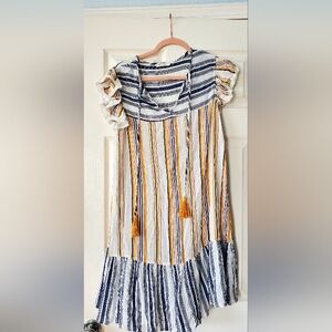 Lovestitch Striped Mini Dress - Navy, Yellow, White